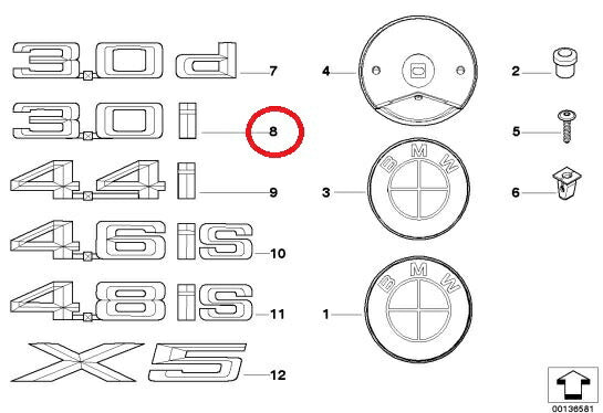 BMW ビーエムダブリュー 純正品 3.0i エンブレムX3 E83 X5 E53 51147008538